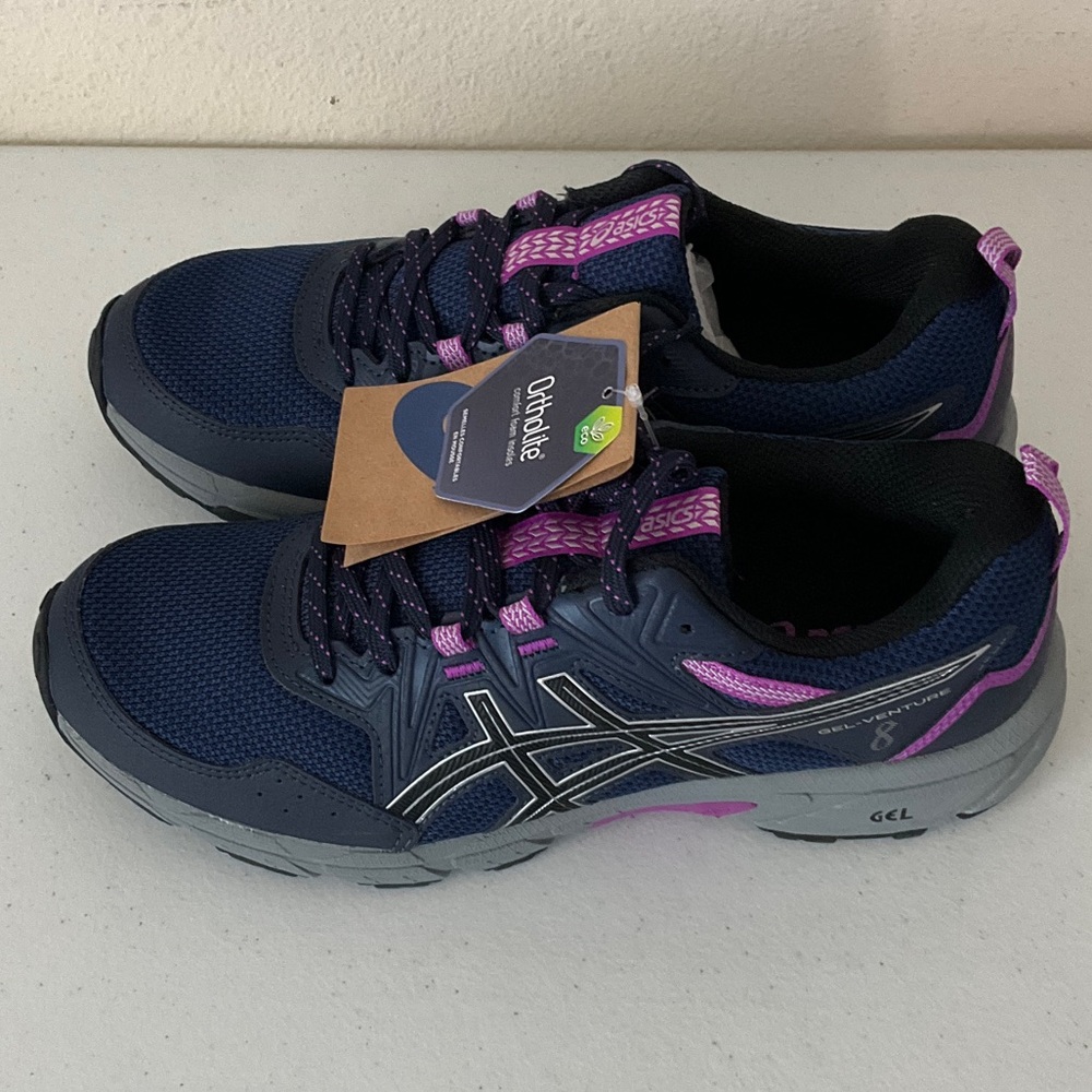 Asics Women's Dark Blue and Purple Athletic Shoes - Picture 2 of 5